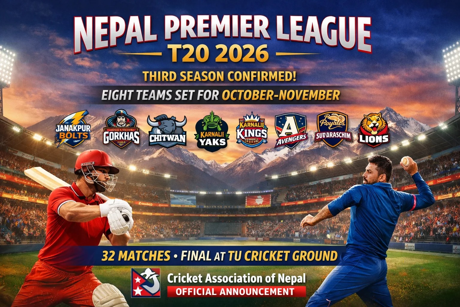  Nepal Premier League T20 2026: CAN Confirms Third Season with Eight Teams