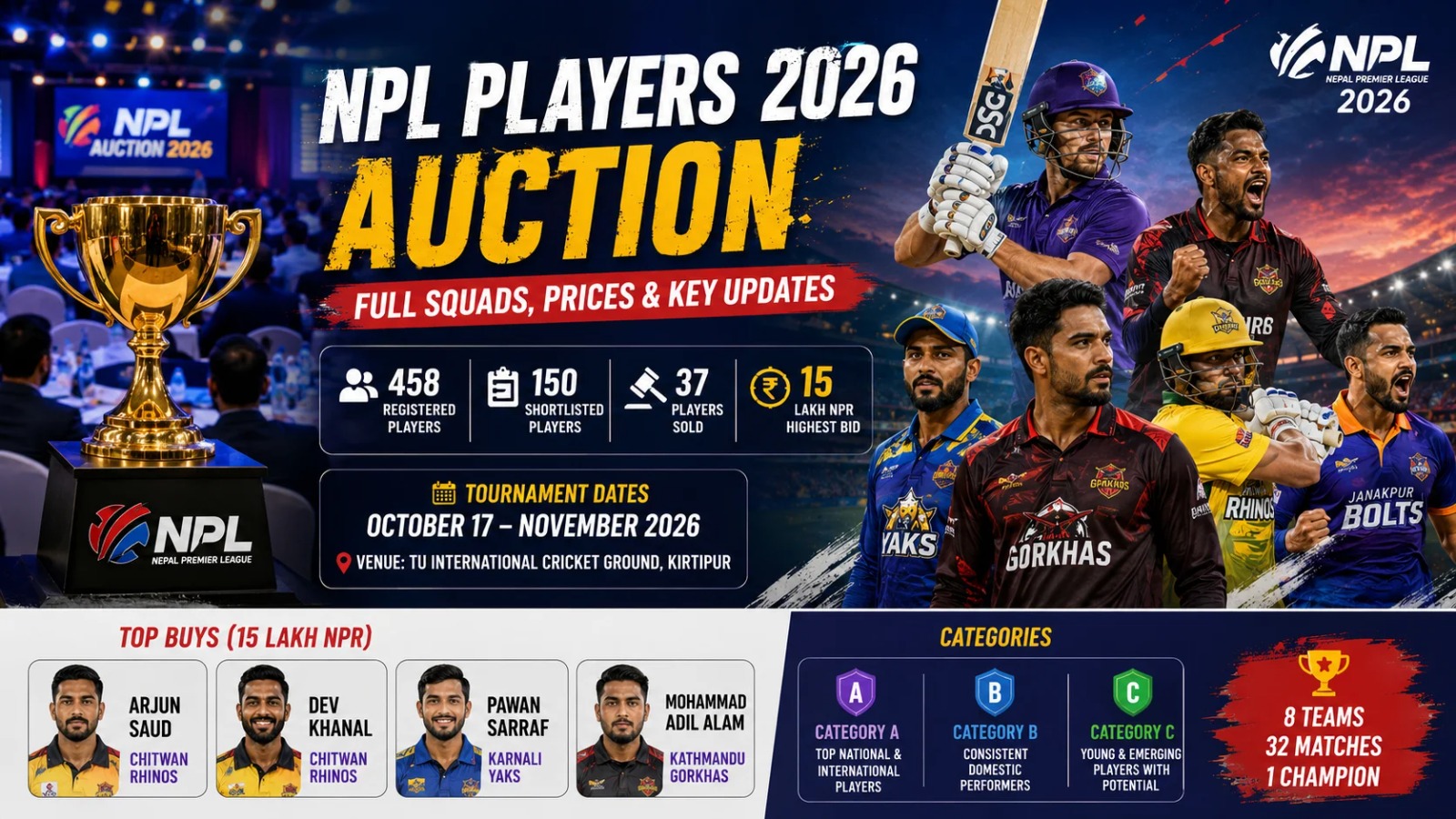 NPL 2026 Auction Results: Full Player List, Team Squads & Biggest Buys